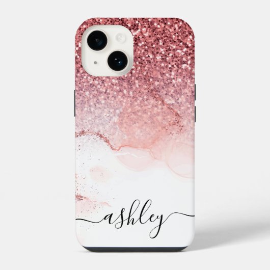 Rosa Glitzer Marmor iPhone Hülle (Rückseite)