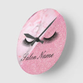Rosa, Glitzer, Marmor, Stylist, Salon Runde Wanduhr (Winkel)