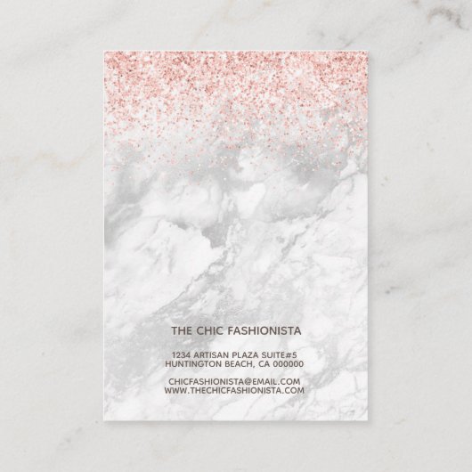 Rosa Glitzer Marmorieren Sie Ihre Logo-Haarschnitt Visitenkarte (Rückseite)
