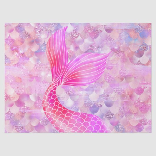 Rosa Glitzer Mermaid Schwanz Seidenpapier (Vorderseite)