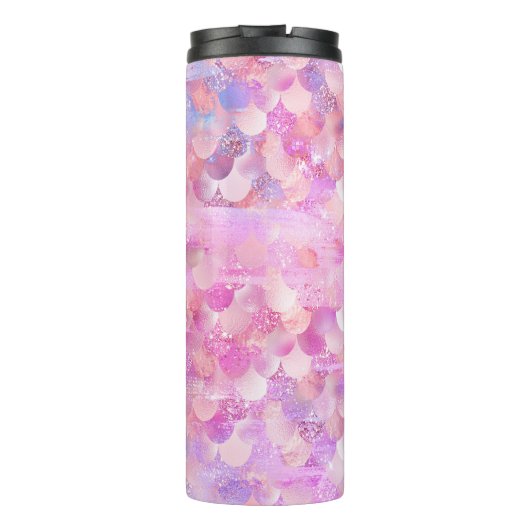 Rosa Glitzer Mermaid Schwanz Thermosbecher (Rückseite)