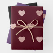 Rosa Glitzer Metallisches Herz Lila Schwarz Geschenkpapier Set (Beispiel)