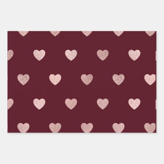 Rosa Glitzer Metallisches Herz Lila Schwarz Geschenkpapier Set (Vorderseite)