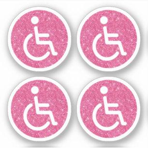 Rosa Glitzer mit Behinderung Handicap Aufkleber