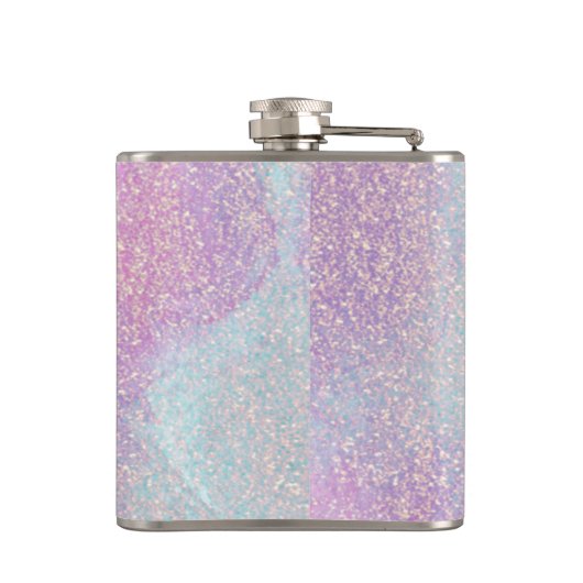 Rosa Glitzer Mit Monogramm Flachmann (Rückseite)