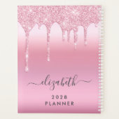 Rosa Glitzer Mit Monogramm Planer (Rückseite)