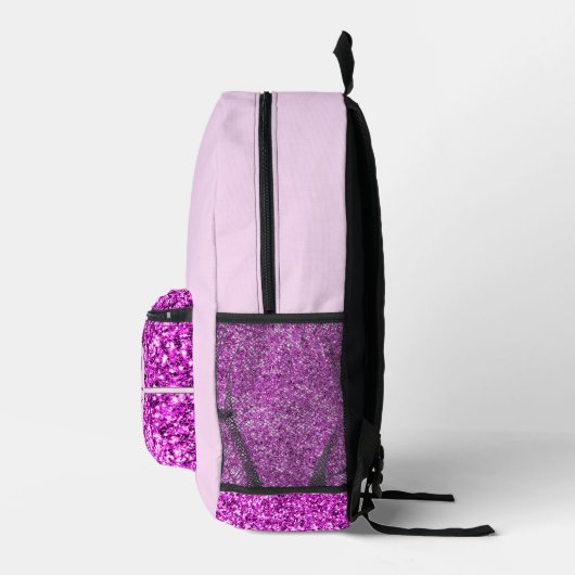 Rosa Glitzer Mit Monogramm Rucksack mit Flamingo (Rechts)