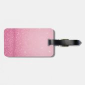 Rosa Glitzer mit Namen und Initialen - Gepäckanhänger (Rückseite horizontal)