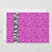 Rosa Glitzer mit Zebra Druckbogen einladen Einladung (Rückseite)