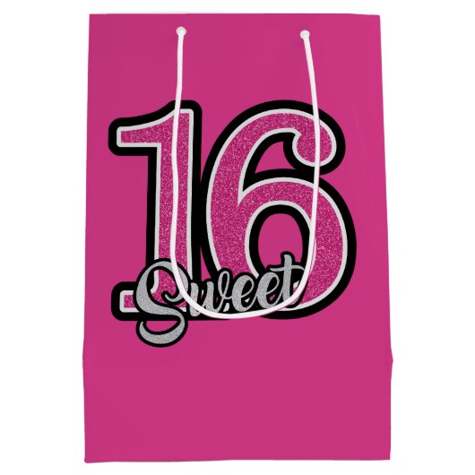 Rosa Glitzer Mittlere Geschenktüte (Rückseite)