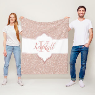 Rosa Glitzer Monogram-Keule Fleecedecke