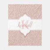 Rosa Glitzer Monogram-Keule Fleecedecke (Vorderseite)