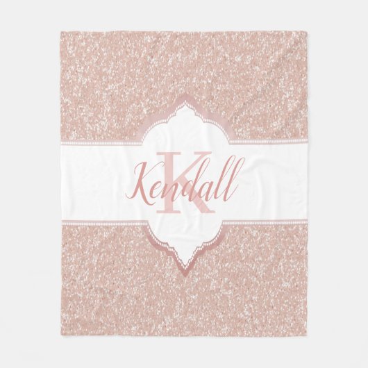 Rosa Glitzer Monogram-Keule Fleecedecke (Vorderseite)