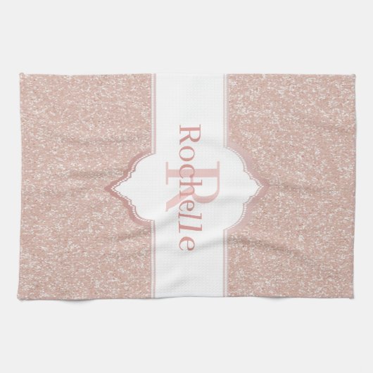 Rosa Glitzer Monogram Küchentuch (Horizontal)