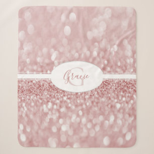 Rosa Glitzer Monogram Sherpa Blankon Sherpadecke