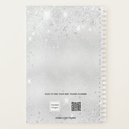 Rosa Glitzer, Monogramm 2026 Planer (Rückseite)