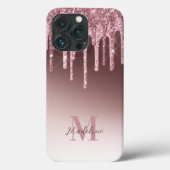 Rosa-Glitzer-Monogramm aus elegantem Rosa Case-Mate iPhone Hülle (Rückseite)
