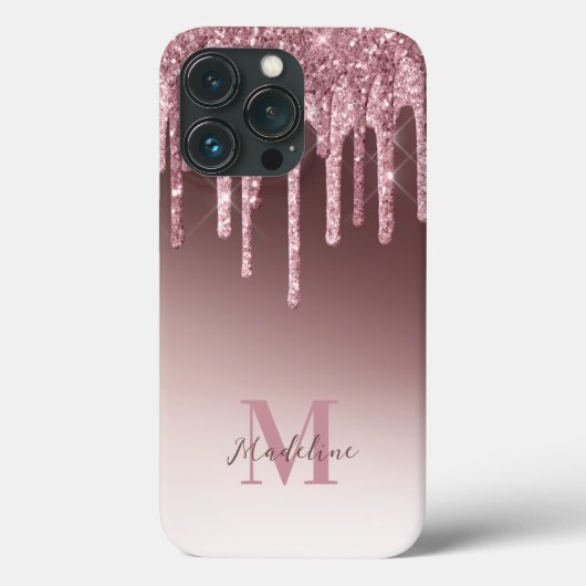 Rosa-Glitzer-Monogramm aus elegantem Rosa Case-Mate iPhone Hülle (Rückseite)