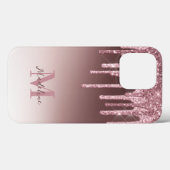 Rosa-Glitzer-Monogramm aus elegantem Rosa Case-Mate iPhone Hülle (Rückseite (Horizontal))