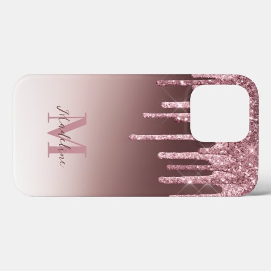 Rosa-Glitzer-Monogramm aus elegantem Rosa Case-Mate iPhone Hülle (Rückseite (Horizontal))