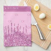 Rosa Glitzer-Monogramm Geschirrtuch (Viertel Falte)