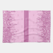 Rosa Glitzer-Monogramm Geschirrtuch (Horizontal)