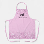 Rosa Glitzer-Monogramm-Initialen Schürze (Vorderseite)