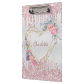 Rosa Glitzer Monogramm Klemmbrett (Links)