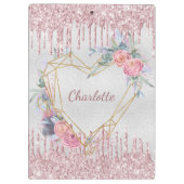 Rosa Glitzer Monogramm Klemmbrett (Rückseite)