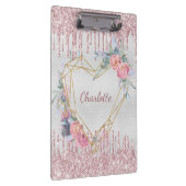 Rosa Glitzer Monogramm Klemmbrett (Rechts)