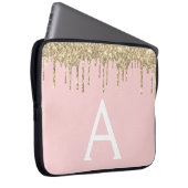 Rosa-Glitzer-Monogramm Laptopschutzhülle (Vorne Rechts)