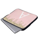 Rosa-Glitzer-Monogramm Laptopschutzhülle (Vorne Knopf)