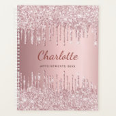 Rosa Glitzer Monogramm Name Luxus 2023 Planer (Vorderseite)