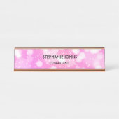 Rosa Glitzer Monogramm Name Modern Rose Gold Schreibtischnamensplakette (Vorderseite )