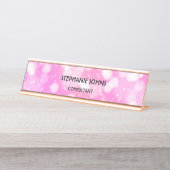 Rosa Glitzer Monogramm Name Modern Rose Gold Schreibtischnamensplakette (Vorderseite )