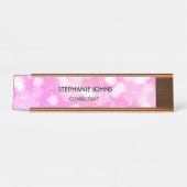 Rosa Glitzer Monogramm Name Modern Rose Gold Schreibtischnamensplakette (Vorderseite )