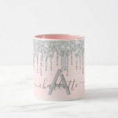 Rosa Glitzer monogramm Tasse (Zentrum)