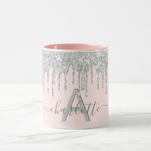 Rosa Glitzer monogramm Tasse