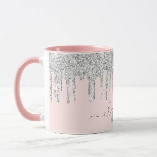 Rosa Glitzer monogramm Tasse (Links)