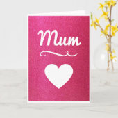 Rosa Glitzer Mummkarte Karte (Gelbe Blume)