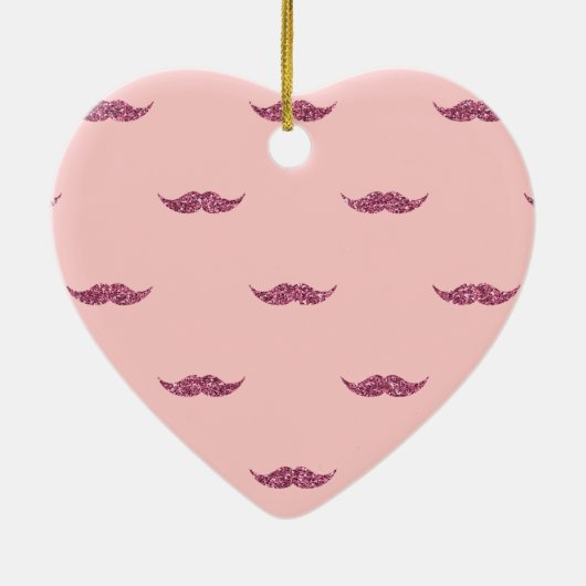 Rosa Glitzer Mustaches Keramikornament (Hinten)