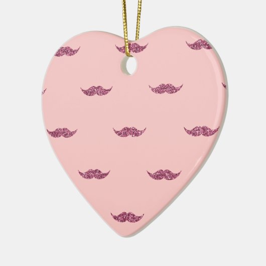 Rosa Glitzer Mustaches Keramikornament (Links)