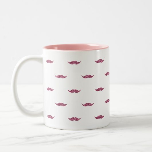Rosa Glitzer Mustaches Zweifarbige Tasse (Links)