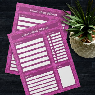 Rosa Glitzer Muster Personalisierter Tagesplaner Notizblock