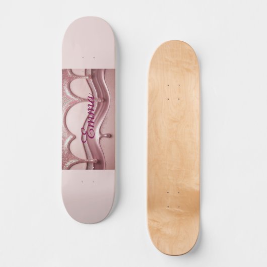 Rosa Glitzer Name Emma Skateboard (Vorderseite)