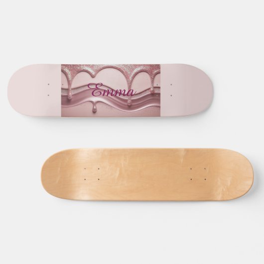 Rosa Glitzer Name Emma Skateboard (Horizontal)