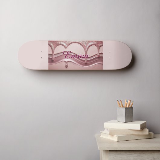 Rosa Glitzer Name Emma Skateboard (Wandkunst (Horz))