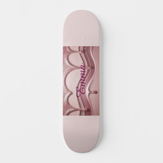 Rosa Glitzer Name Emma Skateboard (Vorderseite)