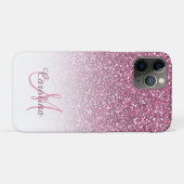 Rosa Glitzer, Name und Monogramm, Mädchen Case-Mate iPhone Hülle (Rückseite (Horizontal))