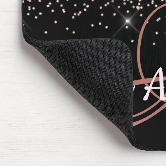 Rosa Glitzer Name und Monogramm Mousepad (Ecke)